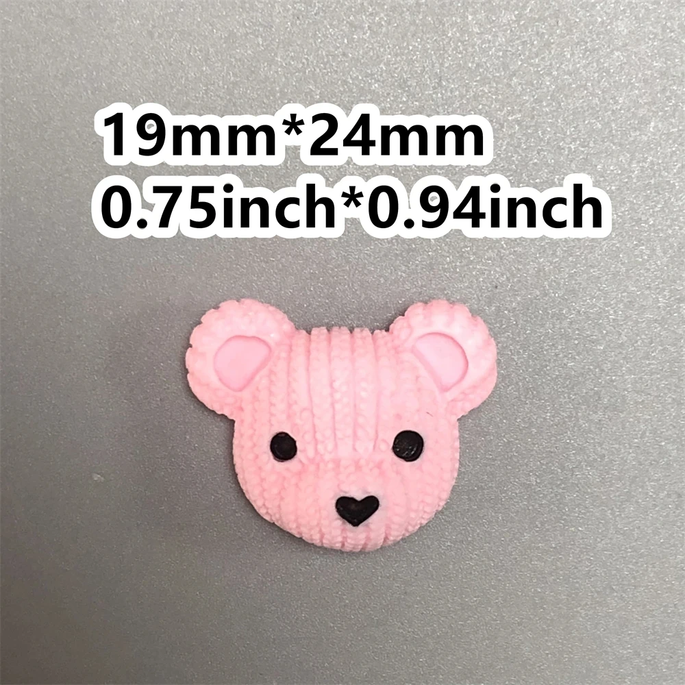 Breloques 3D en résine faites à la main, tête de lapin, ours rose, coloré, créatif, mignon, bricolage, pièces, coque de téléphone, décoration d'ordinateur, 10 pièces, sac