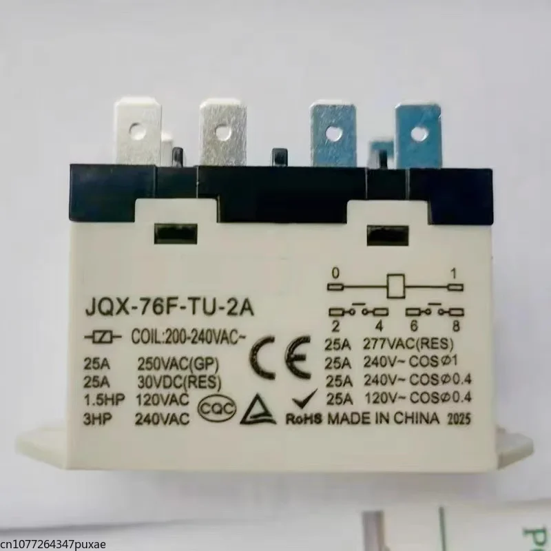 

Small high power relay JQX-76F-TU-2A 220VAC 380-400VAC 25A RGF2OU700 RGF2OU900 6PIN JQX76FTU2A 6 feet 2 sets of normally