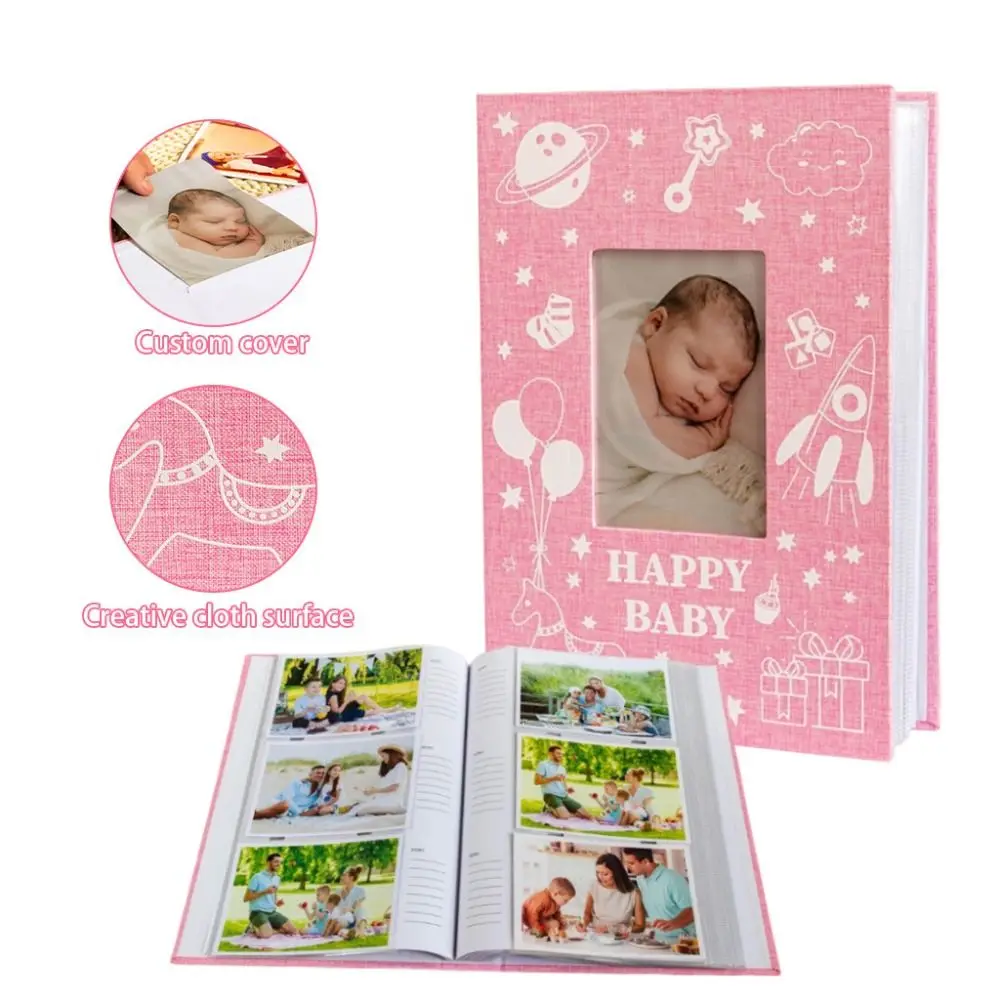 Creative 4R/4×6 Baby Photo Growth Album Linen Cover 300 Pockets Memory Book Large Capacity Memorial Newborn Photo Album Wedding