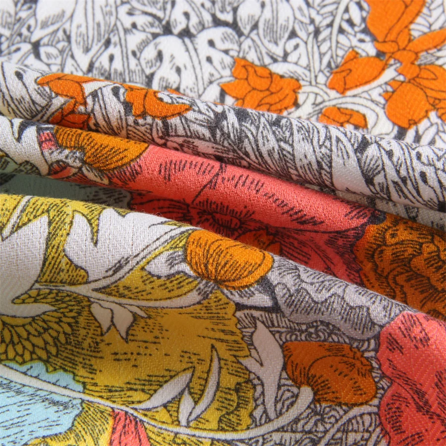Pobing Seide Kaschmir Schal Frauen Hand gerollt Foraast City Print quadratische Schals Wraps Bandana große Hijabs weibliche Foulard 135cm – Detail 8