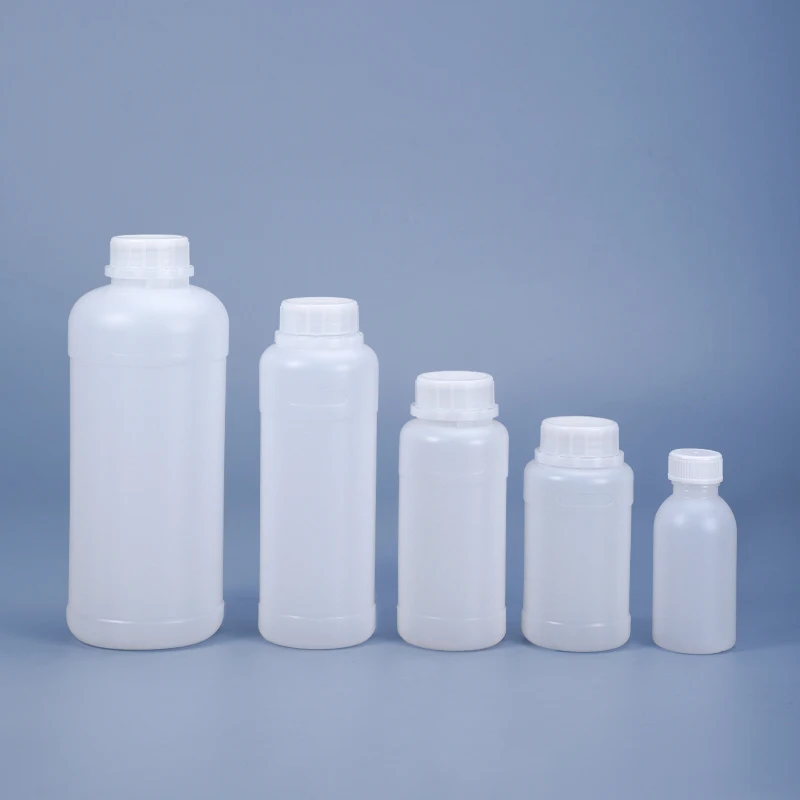 Food Grade empty Round plastic bottle with lid Leakproof chemical liquid refillable bottle HDPE Container 1PCS