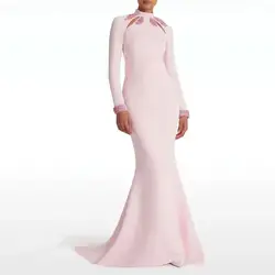 Vestido de fiesta personalizado con cuello alto, mangas completas, largo hasta el suelo, vestido de noche con mujer, vestidos formales de fiesta de boda, Arabia