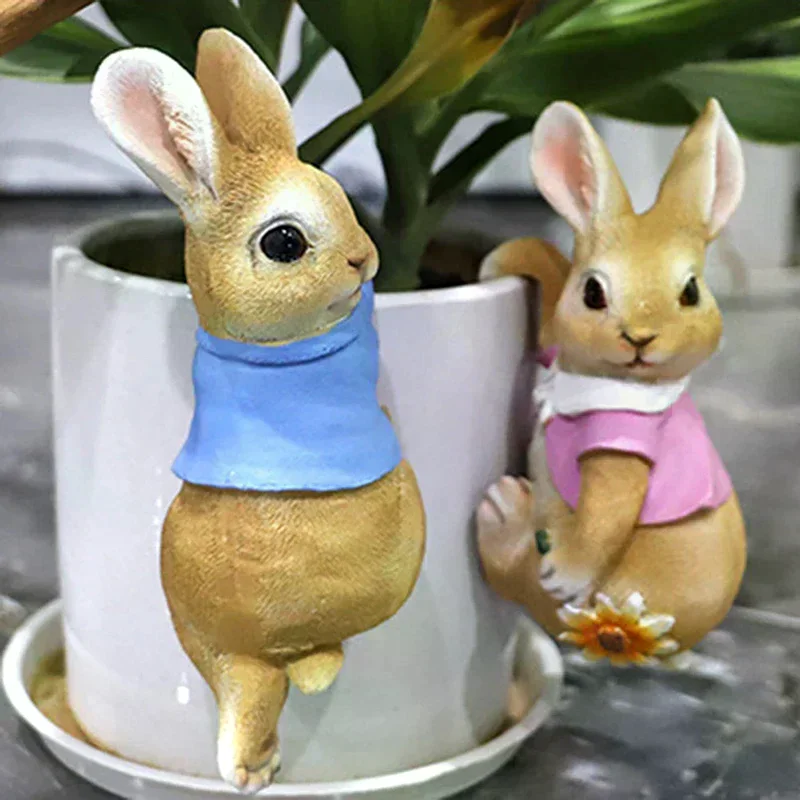 面白いウサギの像愛らしいウサギの彫刻樹脂製動物置物装飾飾り屋 - Bonsai Garden Ornaments のレビューと価格