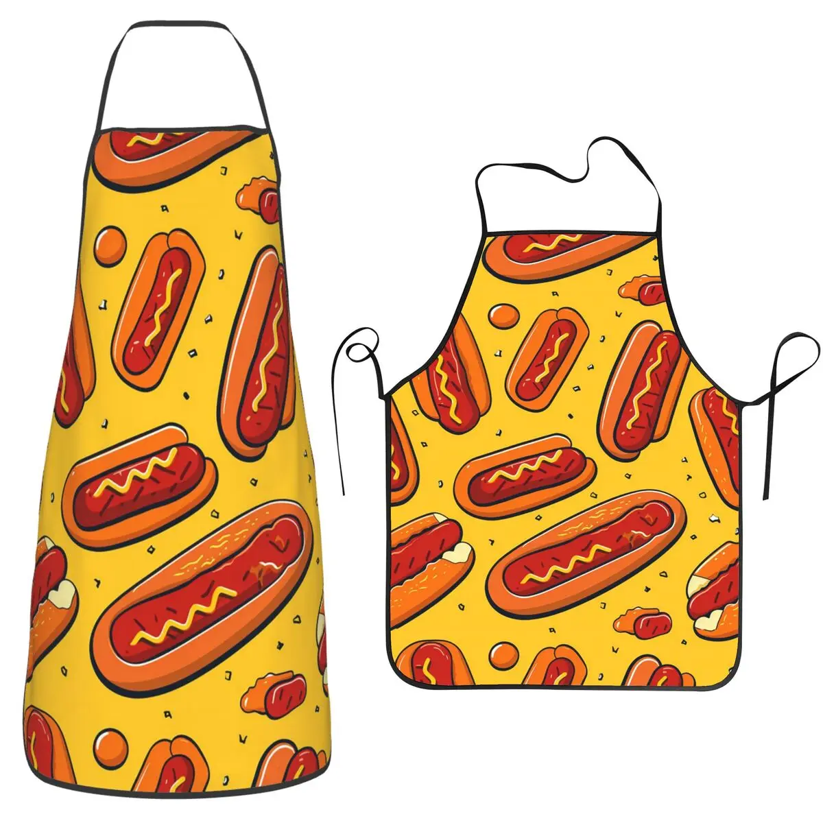 Fast Food Hot Dog Pattern Aprons Chef Cooking Tablier Sleeveless Bib Kitchen Cleaning Pinafore for Women Men Painting
