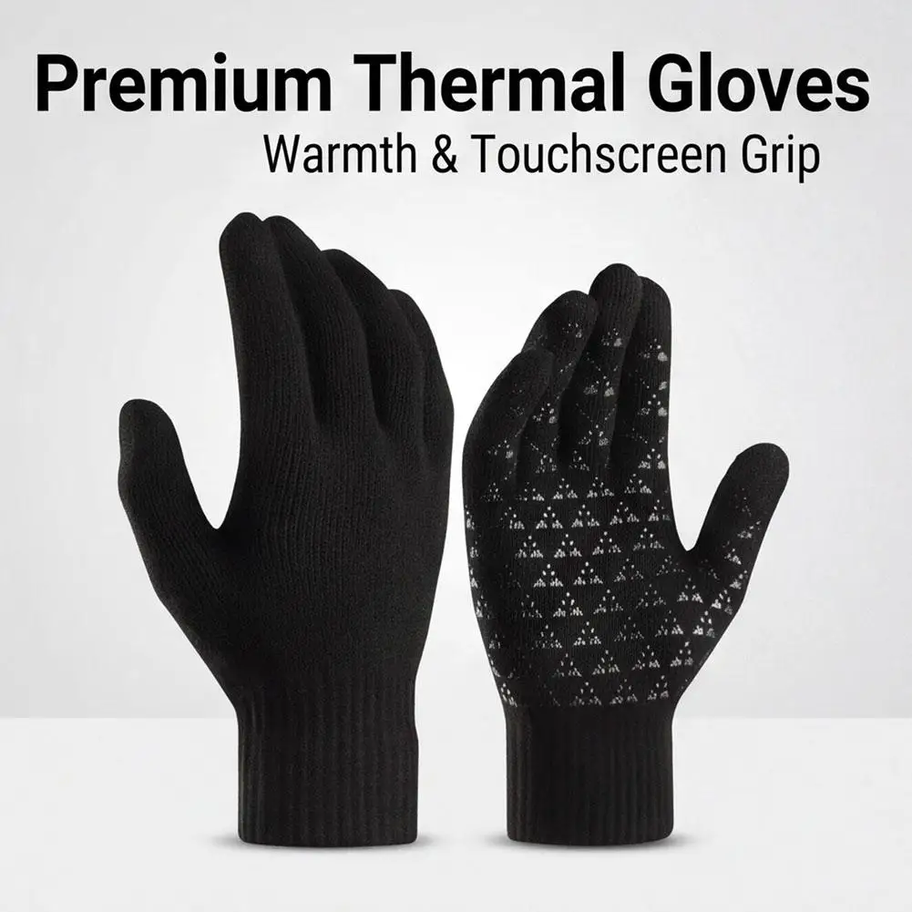 Women Men Warm Winter Touch Screen Gloves Full Finger Stretch Classical Knit Mittens Outdoor Cycling Driving Glove 2026