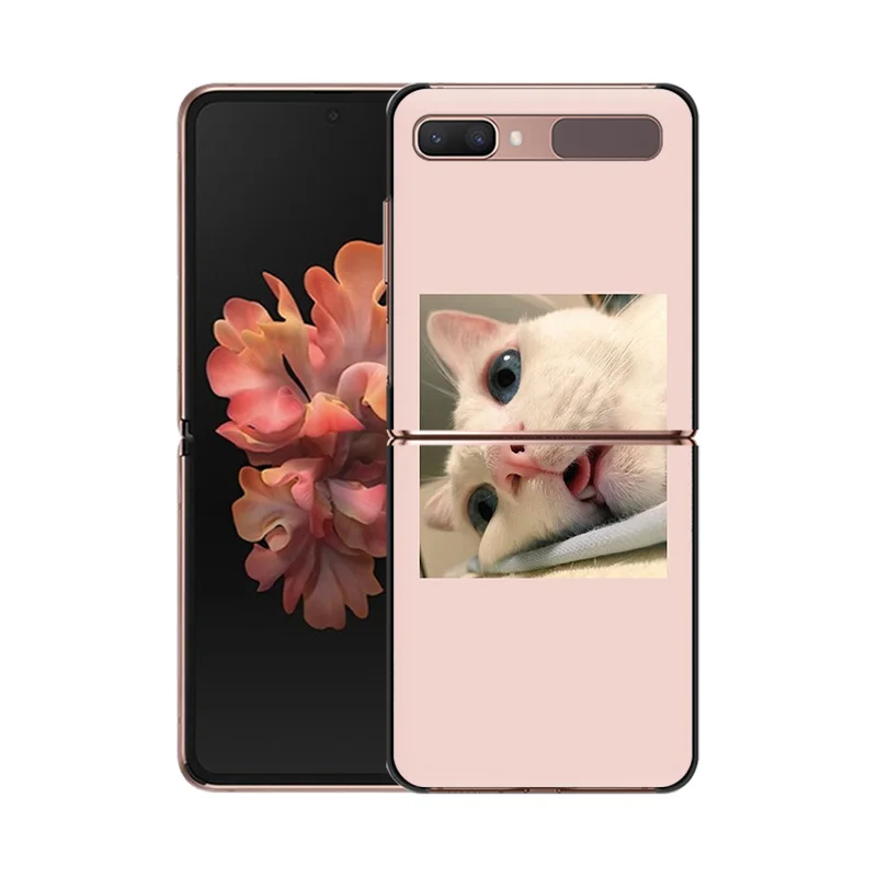Black Phone Cases for Samsung Z Flip 6 5 4 3 Funny Cute Pink Cat Hard Galaxy ZFlip6 Flip5 Flip4 Flip3 Mobile Phone Shell Cover image 2