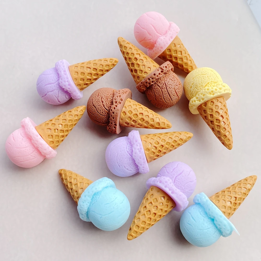 5Pcs Cute Colorful 3D Ice Cream Series Flat Back Resin Cabochons Scrapbooking DIY Jewelry Craft Decoration Accessorie