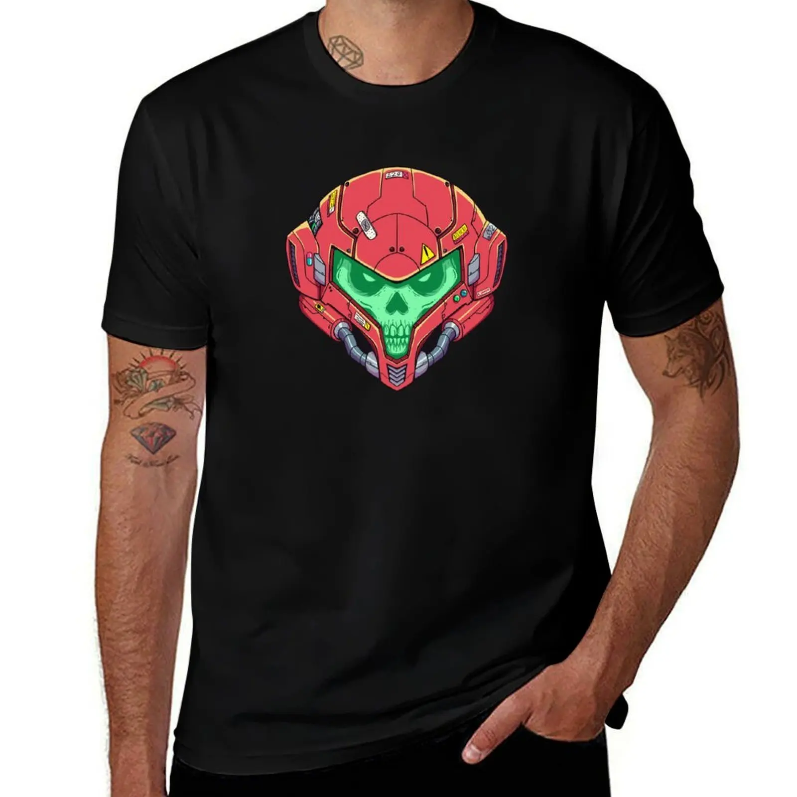 Samus Metroid Skull Head T-Shirt Christmas Casual Short Sleeve Top