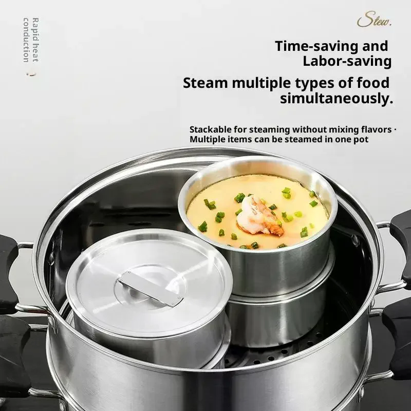 Stainless Steel Steamed Egg Bowl Ramen Rice Fruit Salad Stew Bowls With Lids Soup Cup Food Container Kitchen Tableware Supplies