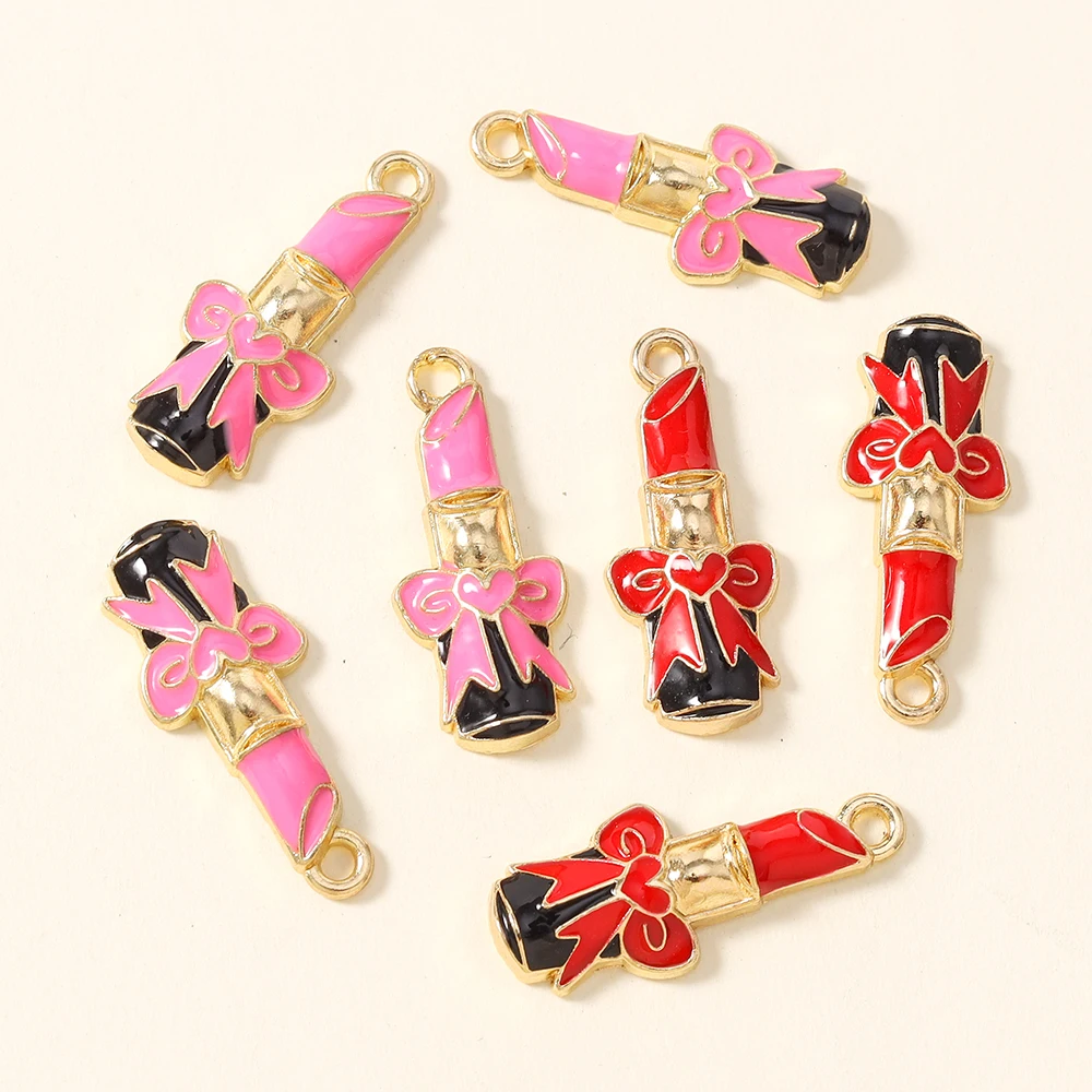 10pcs 11*26mm Charms Enamel Lipstick Charms Pendants for Necklaces Earrings DIY Handmade Jewelry Accessories
