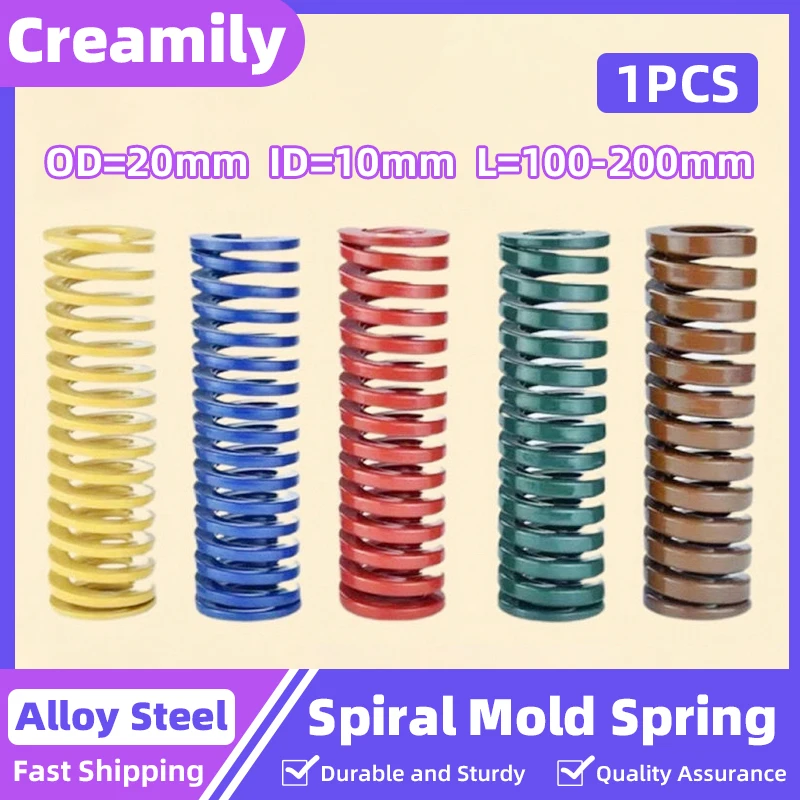 

Creamily 1PCS Die Mold Spring 20x10xL Rectangular Alloy Steel Spiral Stamping Compression Springs OD=20mm ID=10mm L=100-200mm