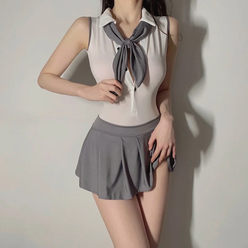 

Plus Size Sexy Lingerie pure Desire Style Sexy Siamese Student Cloths JK Passion Cloths Women Free off Uniform Seductive Set