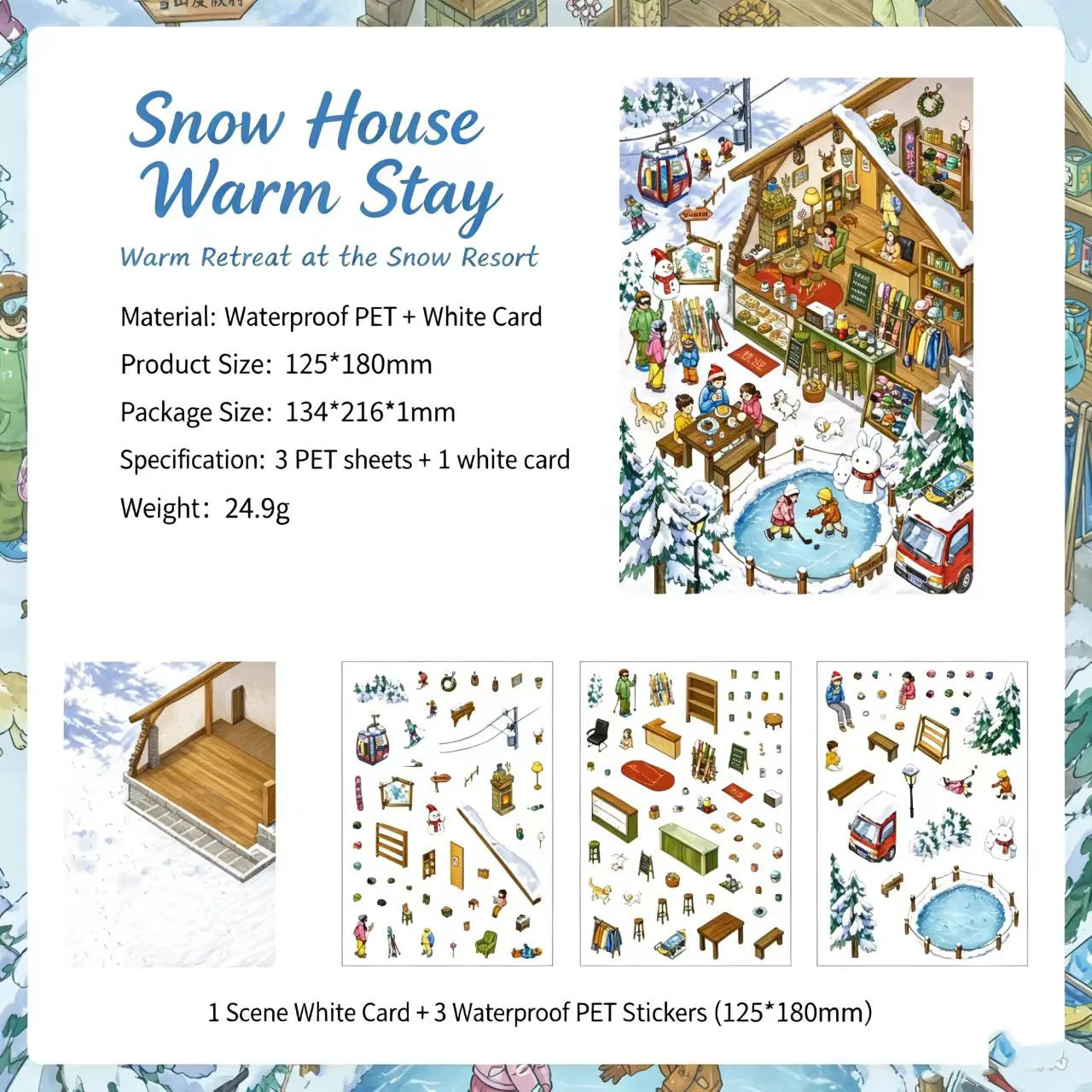 Cartoon Landscape Sticker Book, DIY 3D Pocket House Scene Stickers, Kids Gift, Parent-Child Interactive Toy