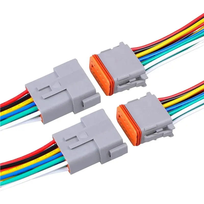 2 Sets Of 12-Pin DT Series Male And Female Connectors (Pre-Wired), Suitable For Automotive Electrical Wiring