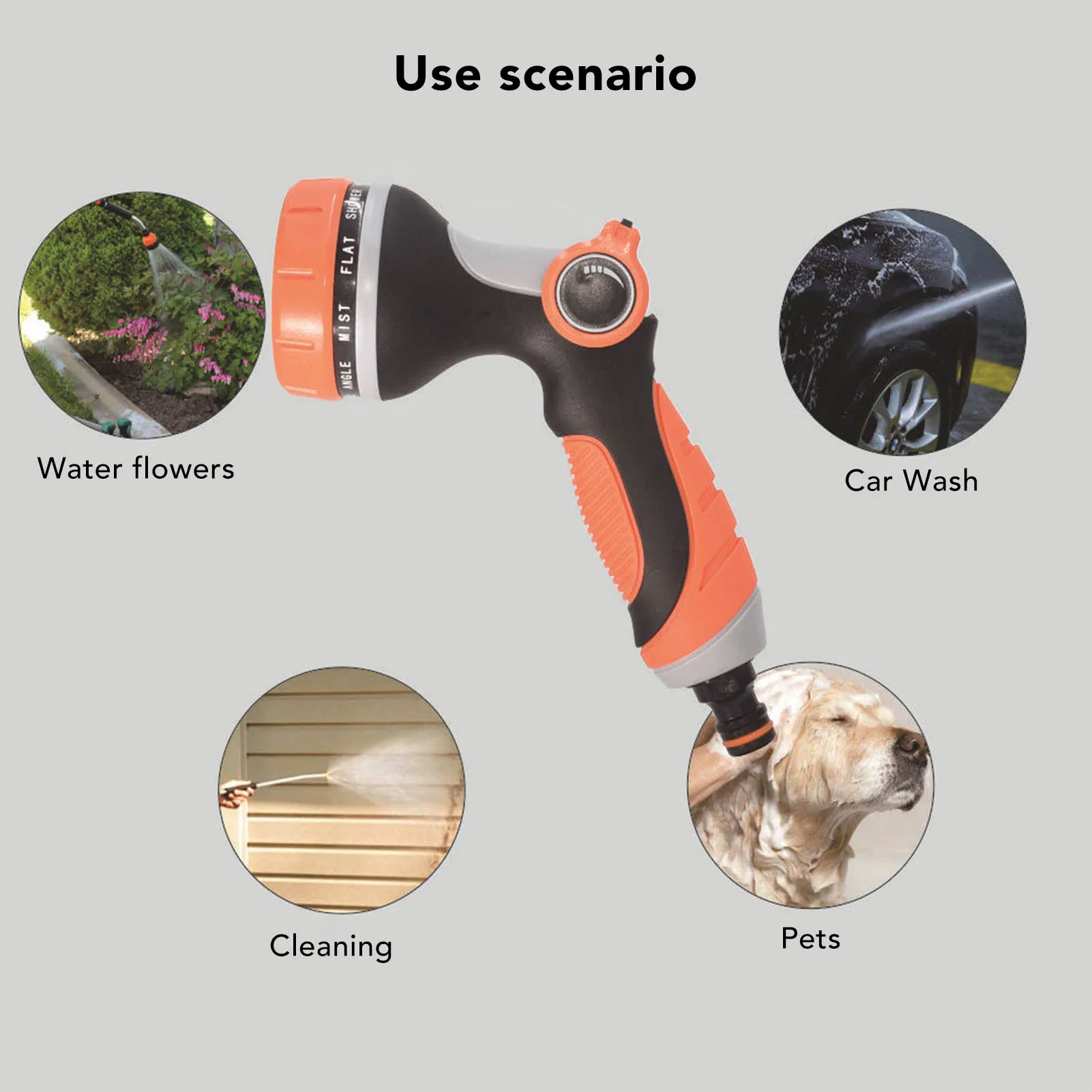 Water Nozzle Sprayer 10 Irrigation Modes Handheld Simple  Garden Nozzle Sprayer Heavy Duty Orange for Flowers