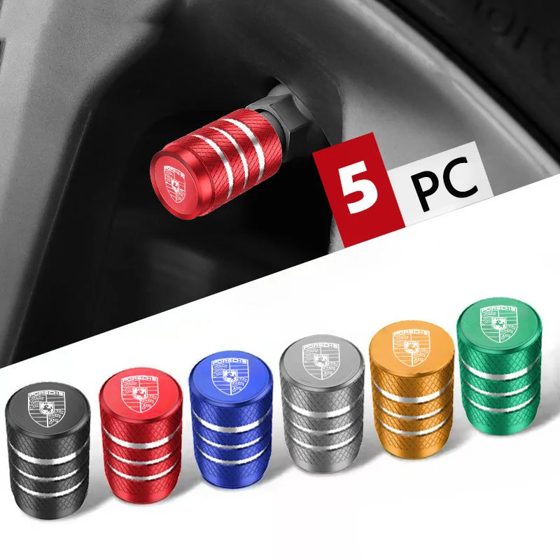 5PCS รถล้อยางวาล์ว Caps ยาง Stem สําหรับ Porsche Panamera Cayenne Taycan 911 718 Macan Carrera-GT 928 944 968 944