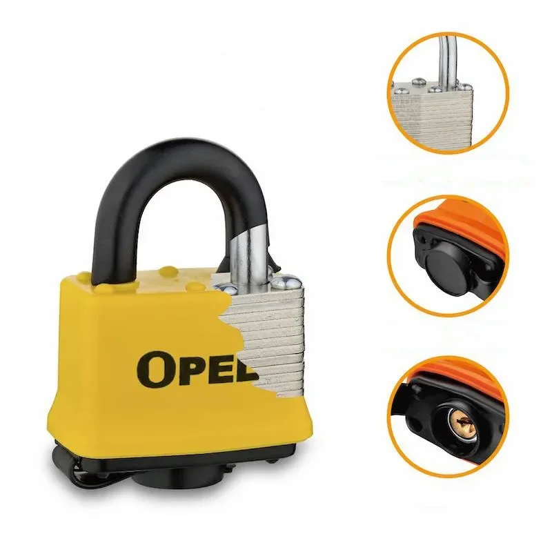 Security Iron Padlock Outdoor Shackle Lock Strong Steel Padlock with Pvc Protective Cover Waterproof & Dustproof Lock