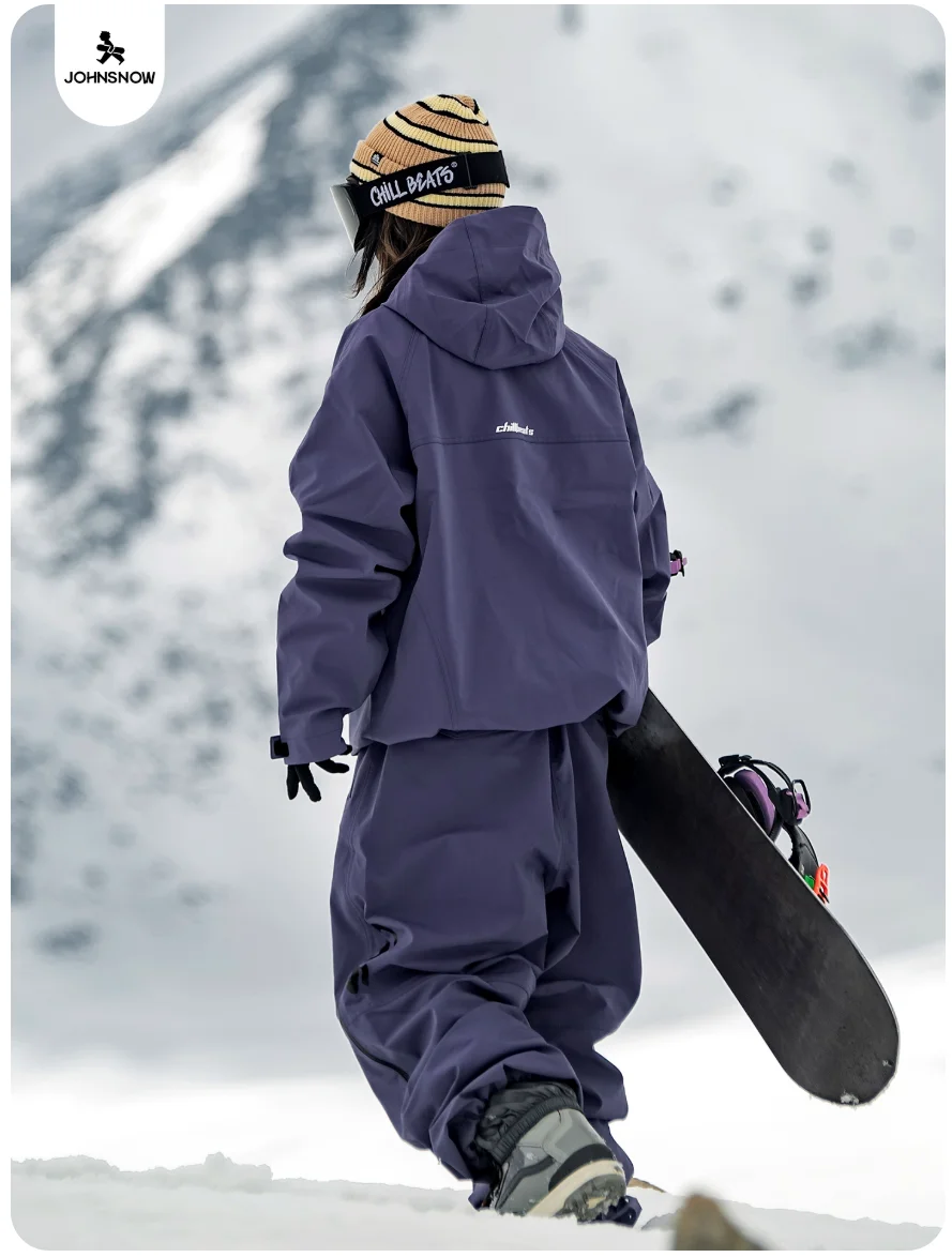 John Snow 2025 Giacca e pantaloni da sci stile americano Cappotto da snowboard termico impermeabile unisex Vestibilità ampia Sport invernali per uomo Donna