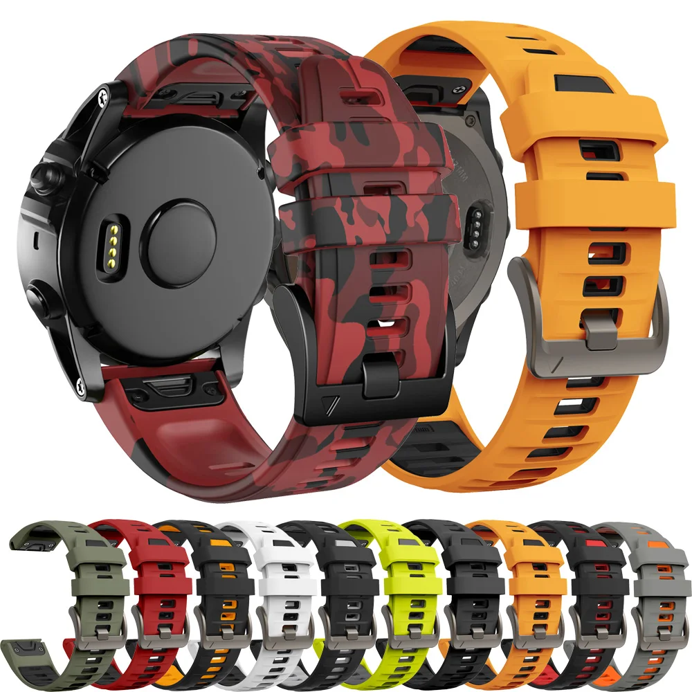 Correa de silicona de 22 y 26mm para Garmin Fenix 7X 7 Pro Solar/6X 6 zafiro 5 5X Plus 3 3HR 945 Epix Gen 2 QuickFit Instinct2