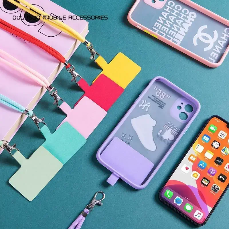 Phone Lanyard Detachable Neck Cord Strap Universal Colorful Adjustable Mobile Phone Hanging Rope Anti Lost Pendant with Card