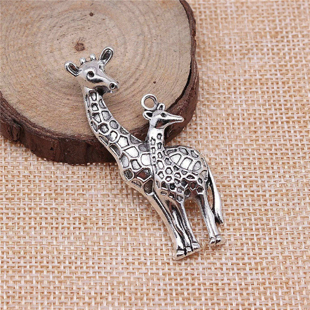 IFOCUS 10pcs/Lot Giraffe Charms For DIY Jewelry Making Zinc Alloy 54x22mm/2.13x0.87inch