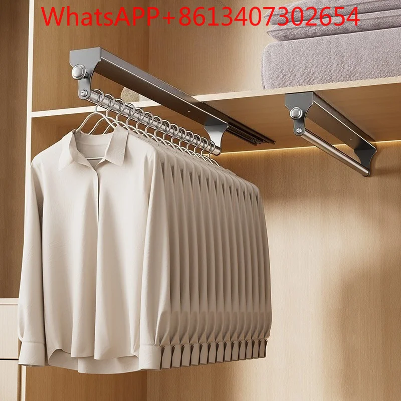 Pants rack wardrobe built-in top-mounted pull-out telescopic hanger slide rail storage household pants wardrobe bracket (1pcs)