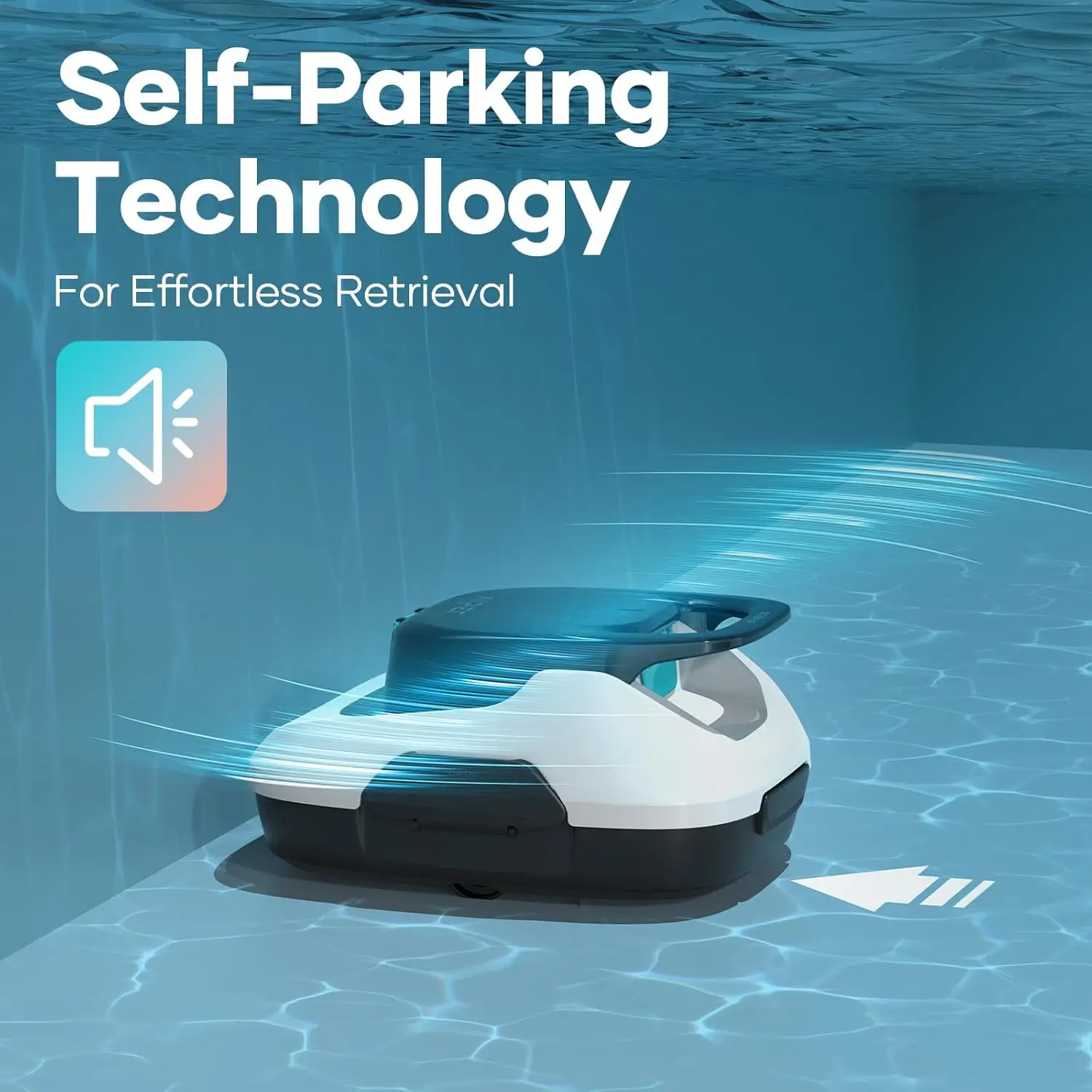 Robotic Pool Cleaner, Cordless Pool Vacuum with Auto-Cleaning, Self-Parking, 90-Min Battey Life, Ideal for above Ground Po