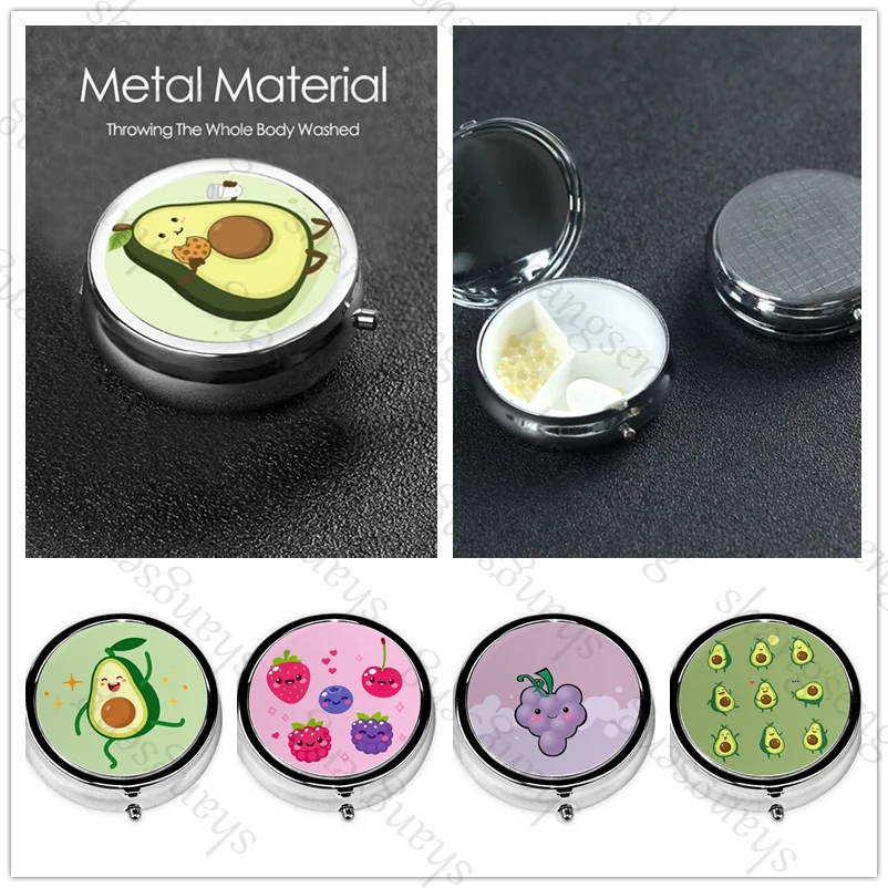 

Cartoon funny fruits Mini Medicine Pills Box Drug Storage Dispenser Pill Organizer Tablet Pillbox Case Container Portable