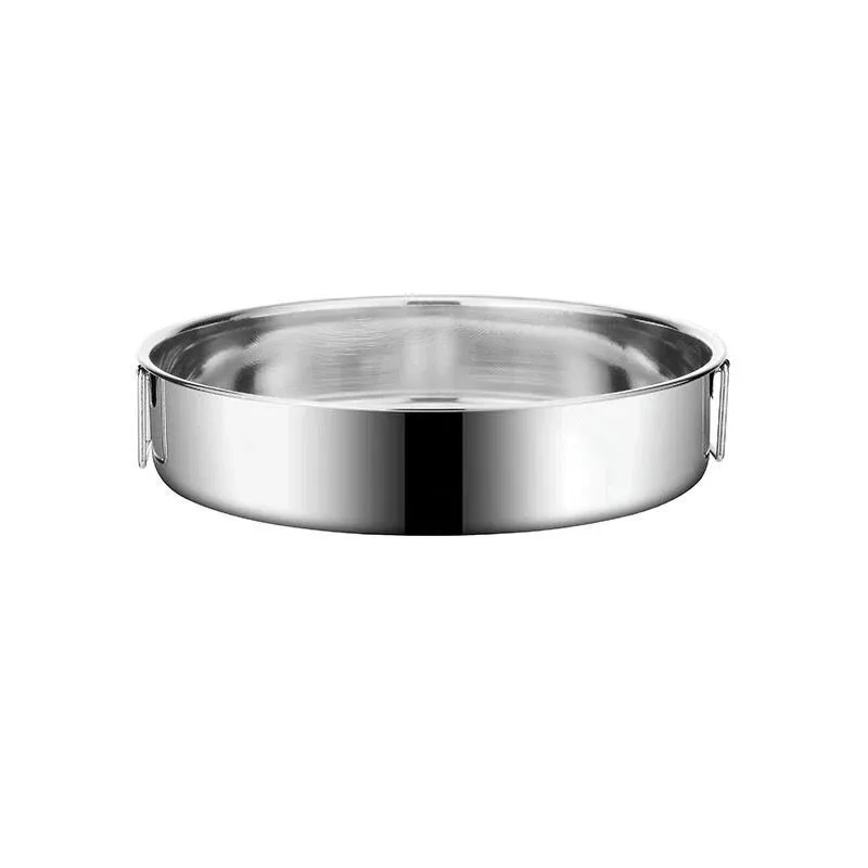 Thickened and deepened stainless steel round large disc Liangpi large steaming plate flat-bottomed dinner plate