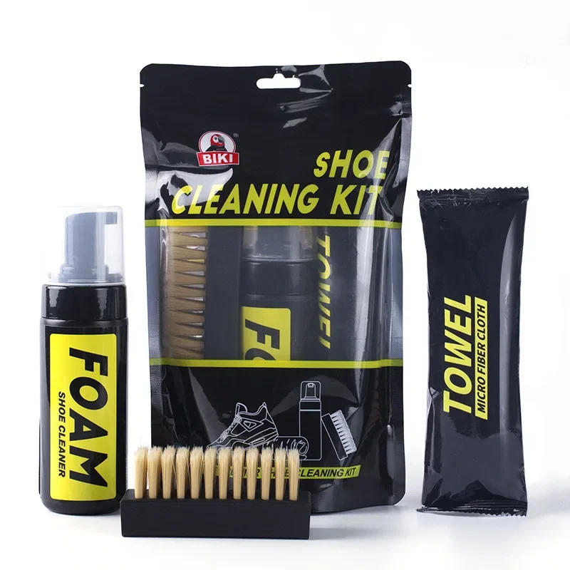 150ML White Suede Boots Dry Cleaning Kit Water-Free Foam Sneaker Cleaner with Brush And Cloth for Shoe Care