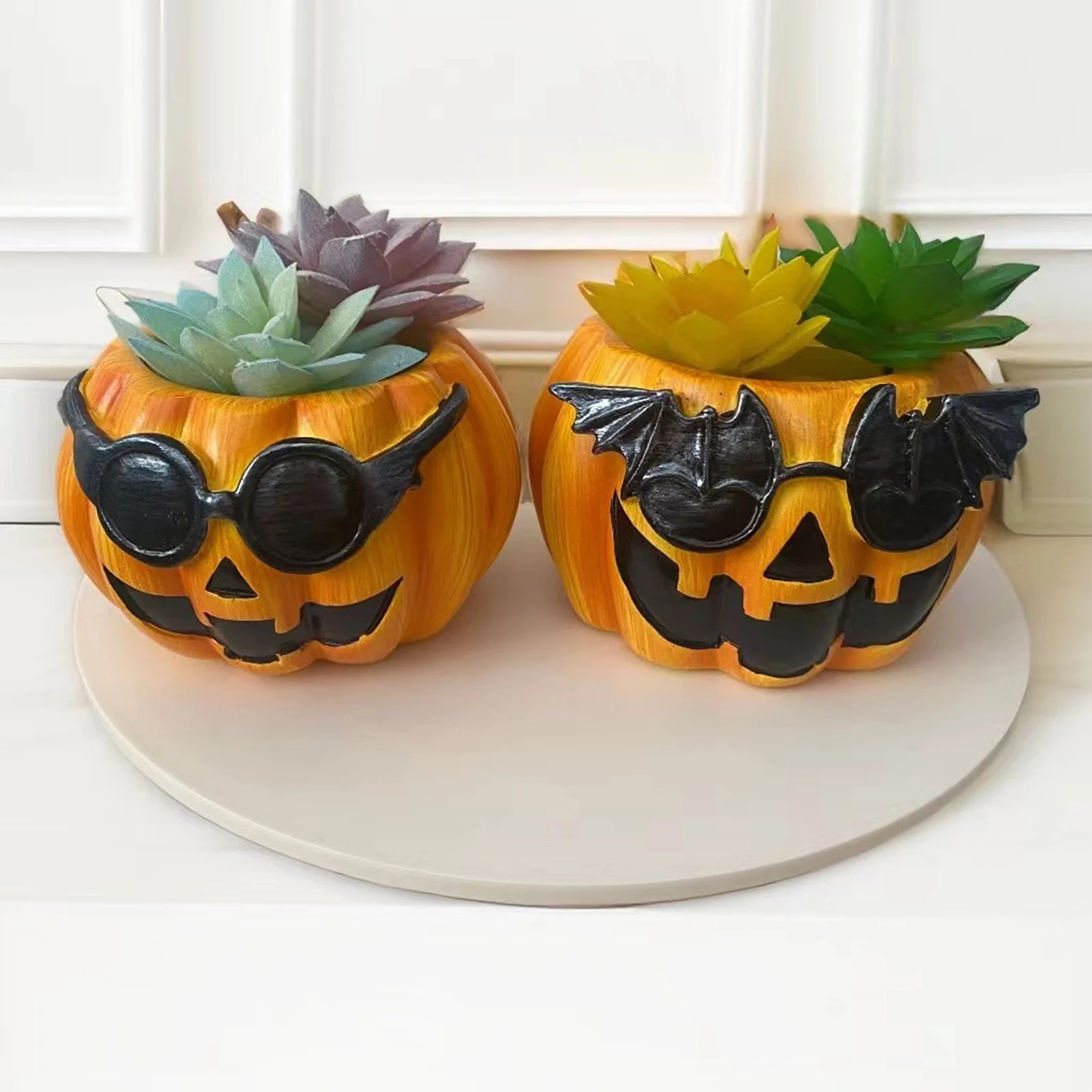 Pumpkin Succulent Flower Pot Cute Pumpkin Flower Pot with Sunglasses Design Suitable for Home Office Hotel