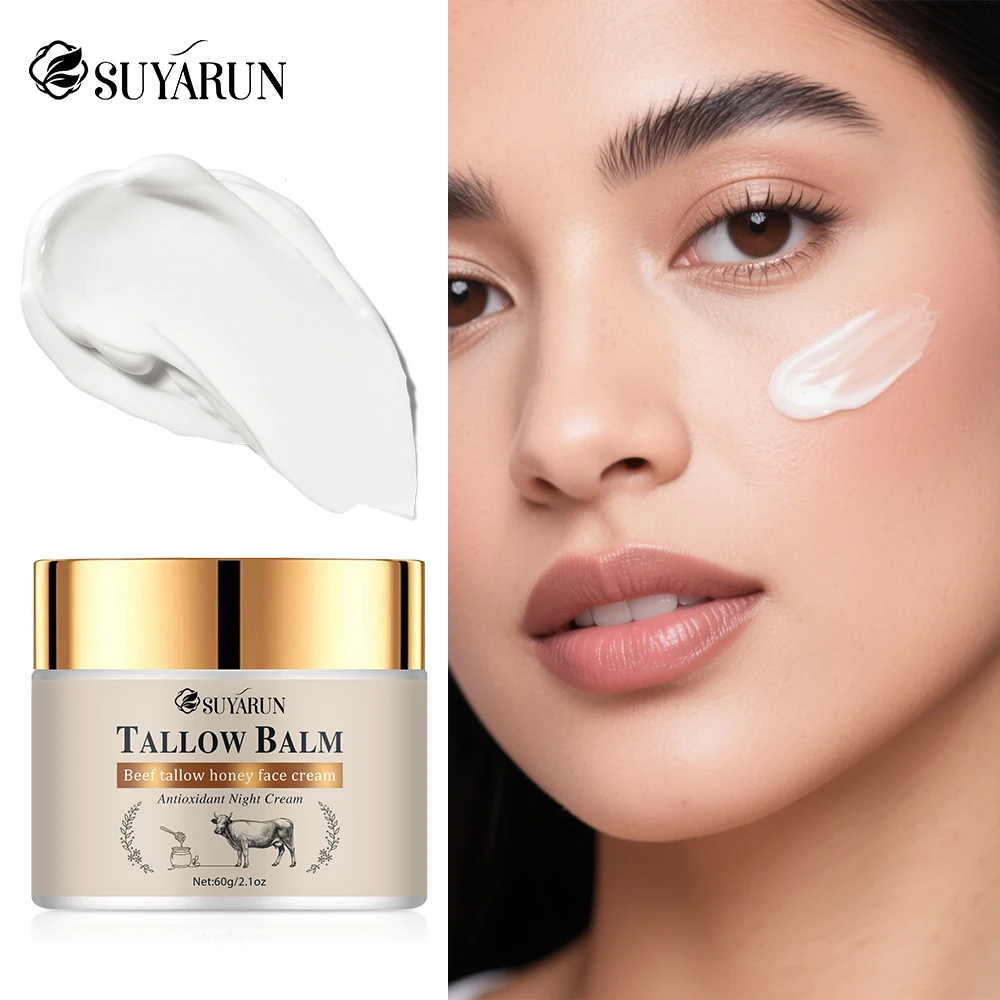 SUYARUN Bio-Hallow-Gesichtscreme mit Honig- und Olivenöl – feuchtigkeitsspendende Anti-Aging-Hautpflege für trockene, empfindliche Haut.