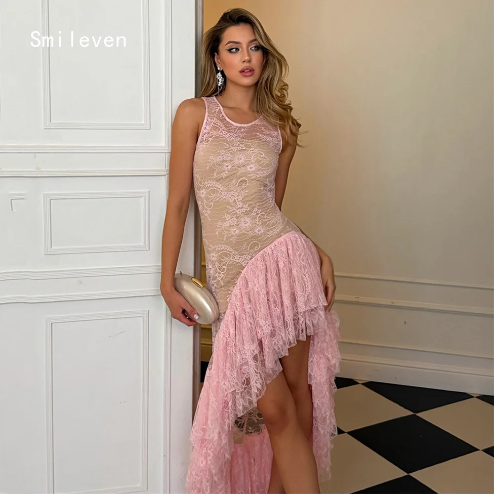 Smileven Luxury Noval Tiered Mermaid Evening Dress O Neck Formal Prom Dresses Ruffles Appliques Lace Party Gowns Customized 2026
