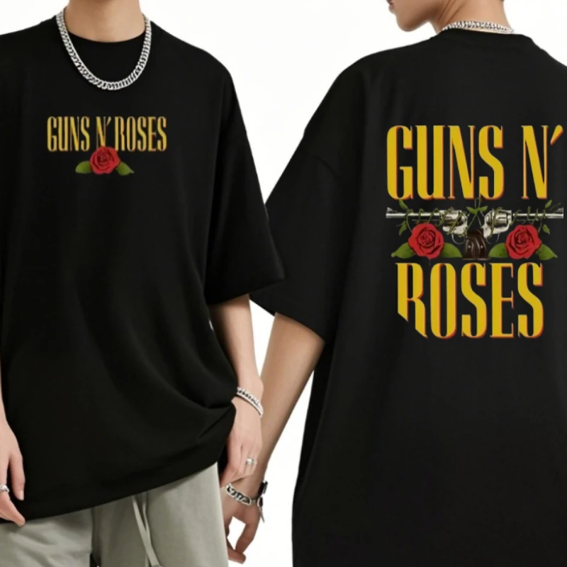 

Классическая футболка высокого качества с принтом Guns N’ Roses, женская футболка в стиле хип-хоп, футболка большого размера с коротким рукавом, уличная одежда, топы, хлопковая футболка