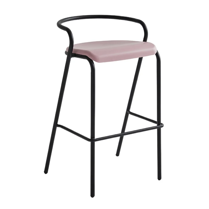 

Nordic Bar Chair Modern Simple Stackable Bar Chair Plastic Wrought Iron Coffee Shop Chair
