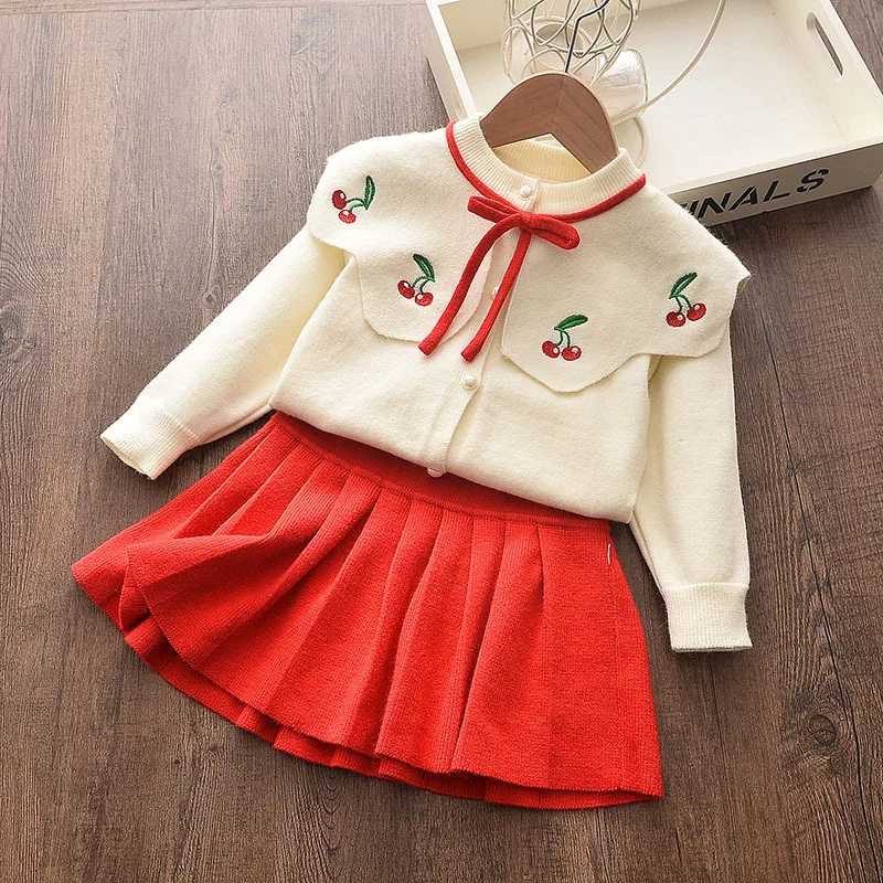 

2025Autumn Winter New Girls' Knitted Set Stylish Baby Girl Sweater Dress Two-Piece Set Little Girl Autumn Outfit