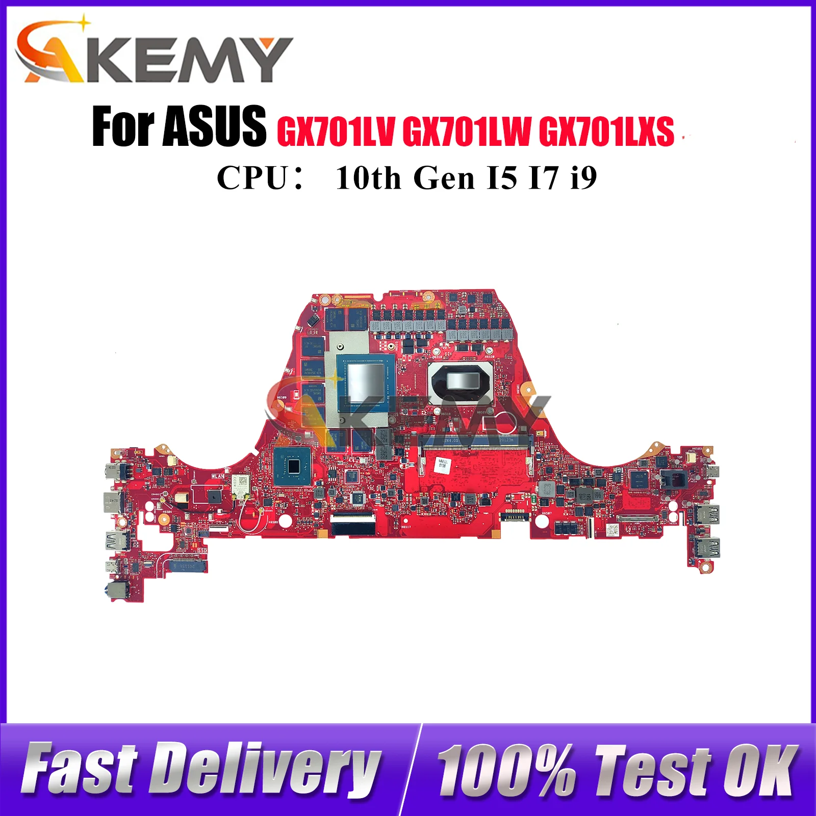 GX701LXS Motherboard Laptop untuk ASUS ROG Zephyrus S GX701L GX701LV GX701LXS GX701LW GX701LU Mainboard dengan I5 I7 I9 CPU Tes OK