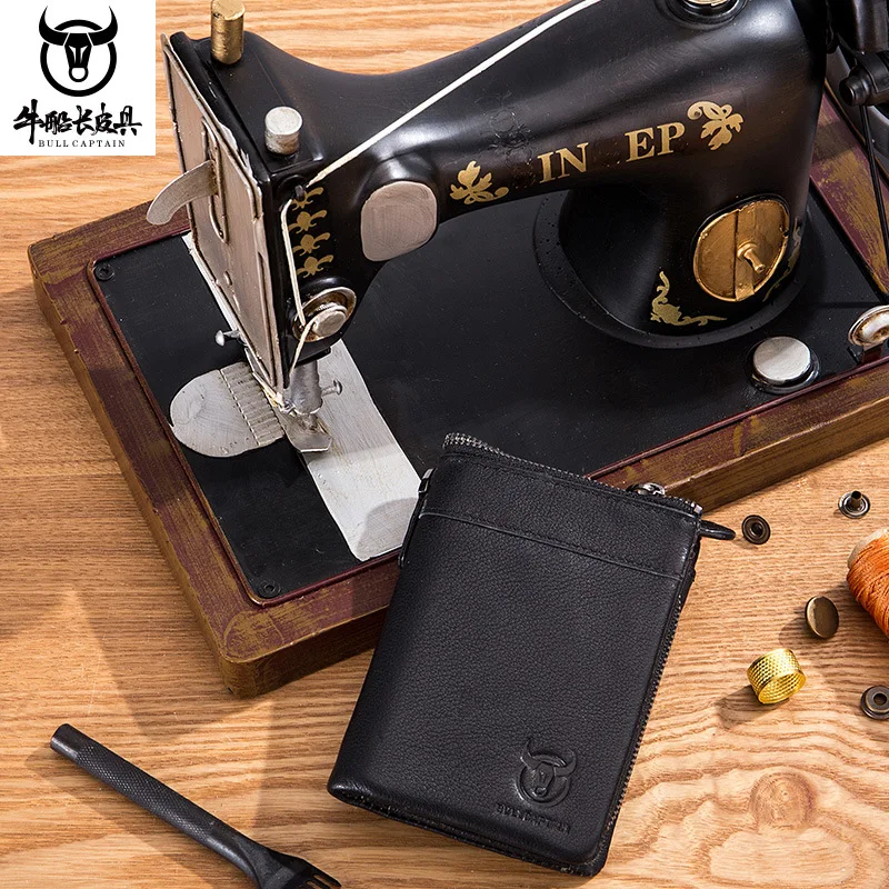 Men's genuine leather wallet, men's top-tier ox pickup bag, wallet, vertical genuine leather wallet, birthday gift