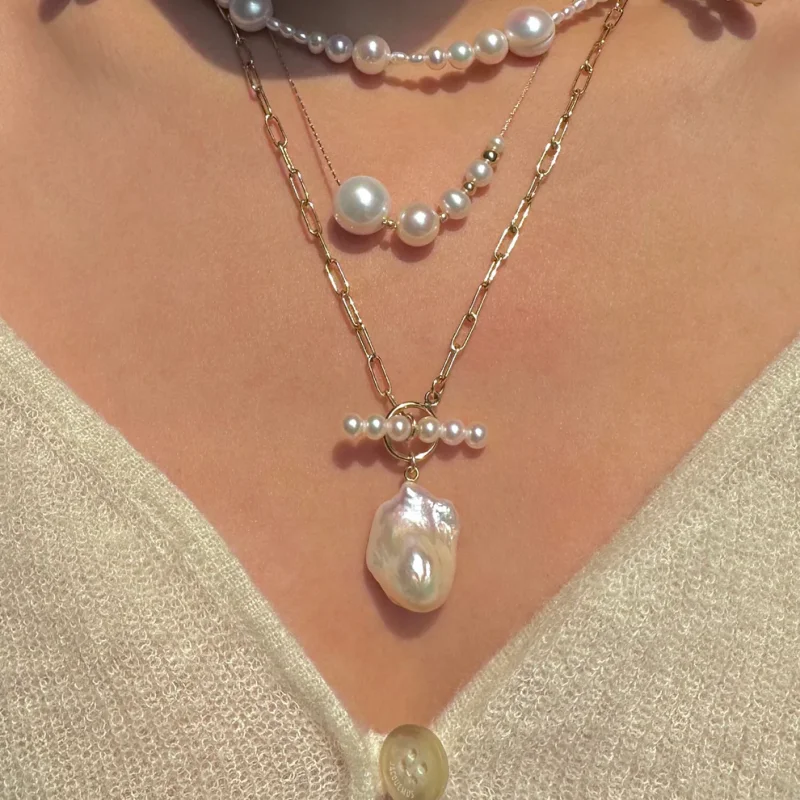 14K Gold Filled Natural Baroque Pearl Necklace Handmade Dainty Pearls Choker Tarnish Resistant Jewelry Gifts for women