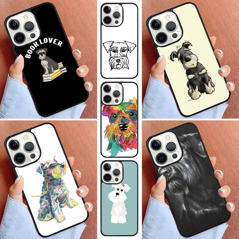 Cartoon schnauzer dog Phone Case For iPhone 16 15 14 Pro Max 11 13 12 Mini Max SE 2020 6s 7 8 Plus Cover Capa