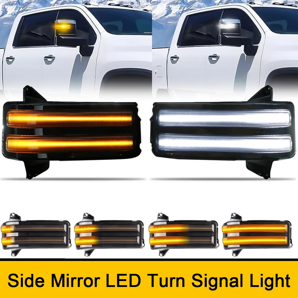 

LED Sequential Blinker Turn Signal Mirror Lights For GMC Sierra Chevy Silverado 2500 3500 2020-2023 Daytime Running Parking Lamp