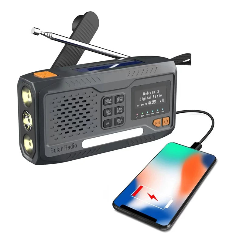Outdoor Hand Crank Radio Bluetooth Radio DAB/FM Bluetooth Radio With LED Flashlight/SOS