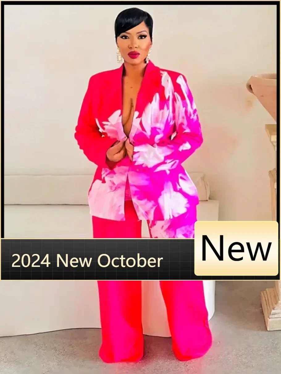 Wmstar 2 Piece Sets Women Autumn and Winter New Waist Collection Printed Jacket Suit Casual Pants Set Wholesale Dropshipping