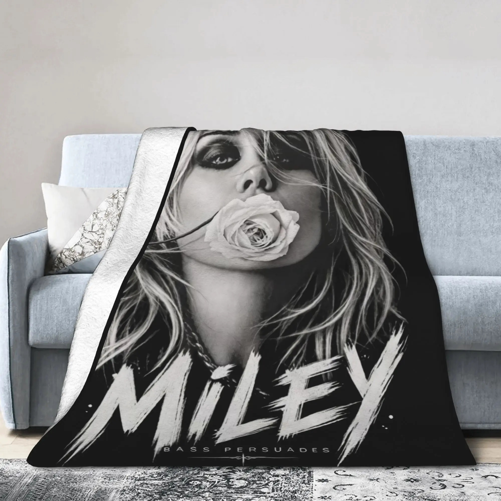Mileys Cyruse Basse Persuades Album Knitted Blankets Coral Fleece Plush  Lightweight Throw Blankets for Bed Bedroom Quilt