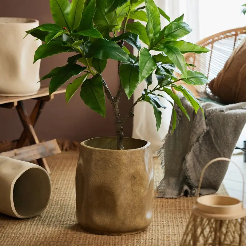 Simple Magnesium Mud Planter Large Caliber Floor Standing Plant Pot Indoor Living Room Green Plant Decor Container
