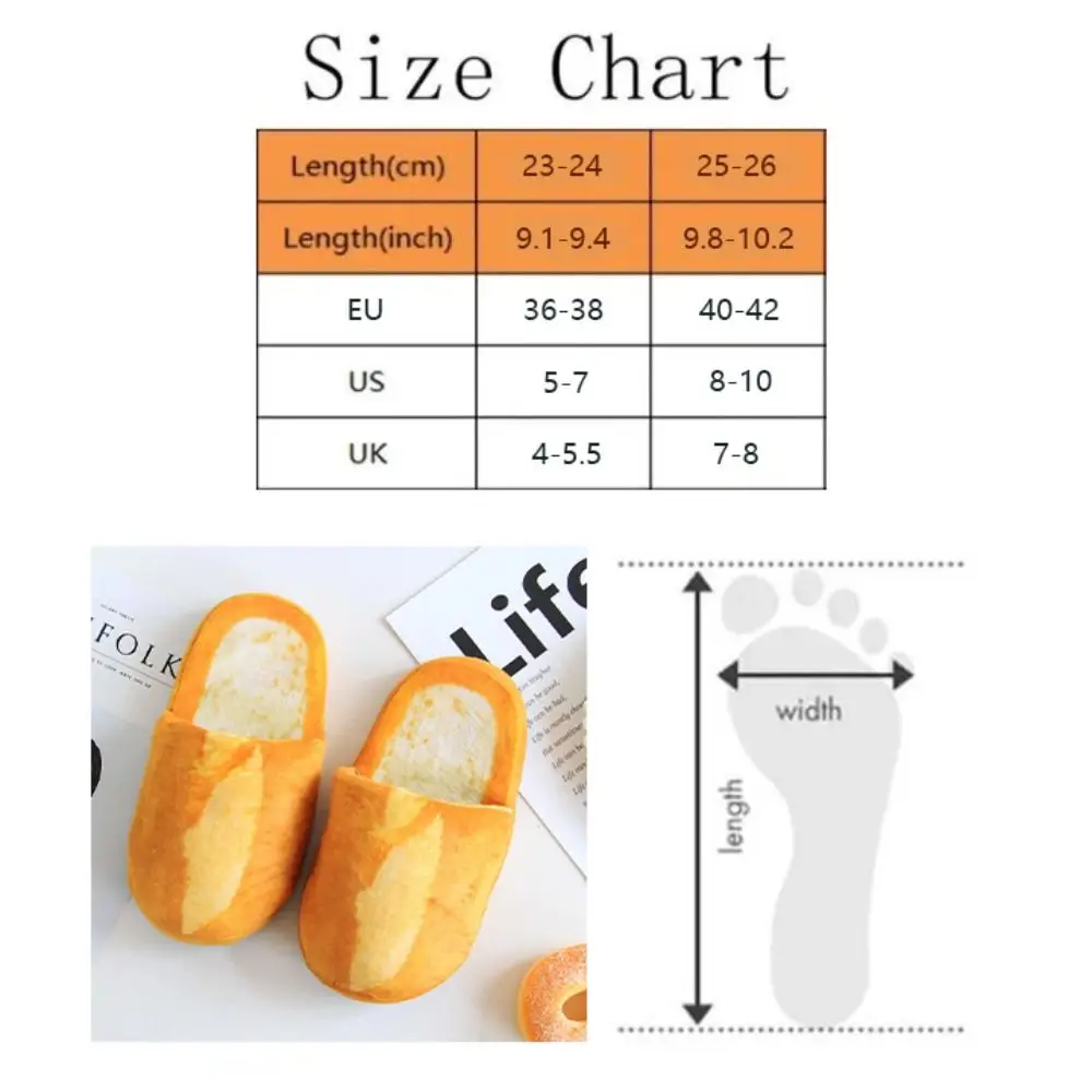 Gemütliche kreative Simulation Brot Hausschuhe lustige dicke Sohle Plüsch Französisch Brot Hausschuhe Schuhe weichen Boden 3D Brot Rutschen Unisex