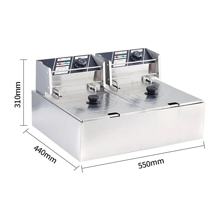 

'forHot Sale Double Tanks Fish Plantain Chips Potato Funnel Cake Frier Chicken Corn Dog Commercial Donut Electric Deep Fryer