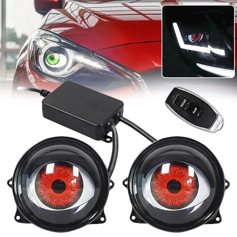 12V Remote Control Eyes Dynamic Devil Eyes LED Car Accessories Lights Inch Headlight Auto 2 Assembly Lenses Led Bi Kits Ret X4D2