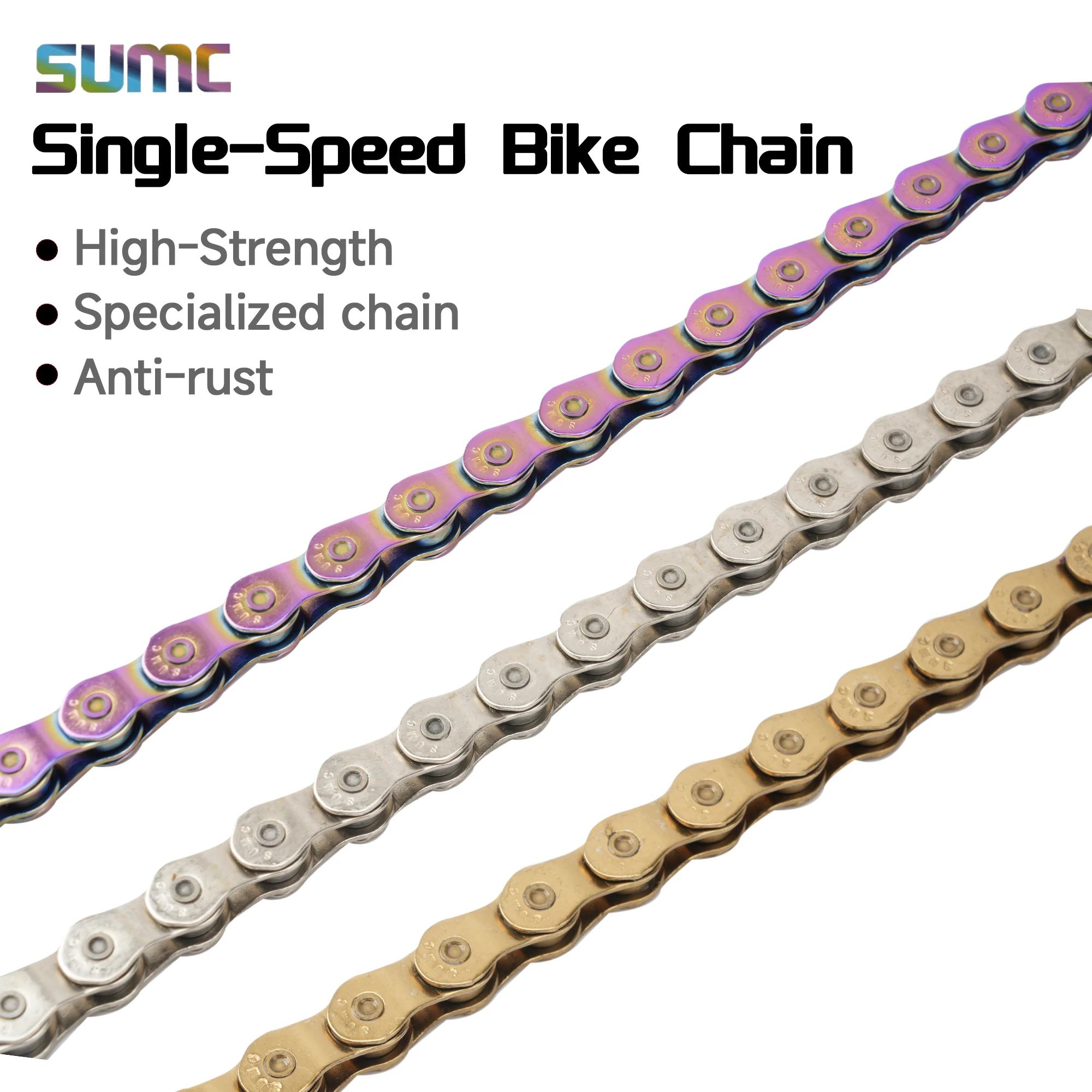 SUMC Single-Speed-Fahrradkette, halbgliedrige Kette, BMX Street Dirt Jump Fixed-Gear-Fahrradkette für Freestyle-Trial-Bikes – Detail 6