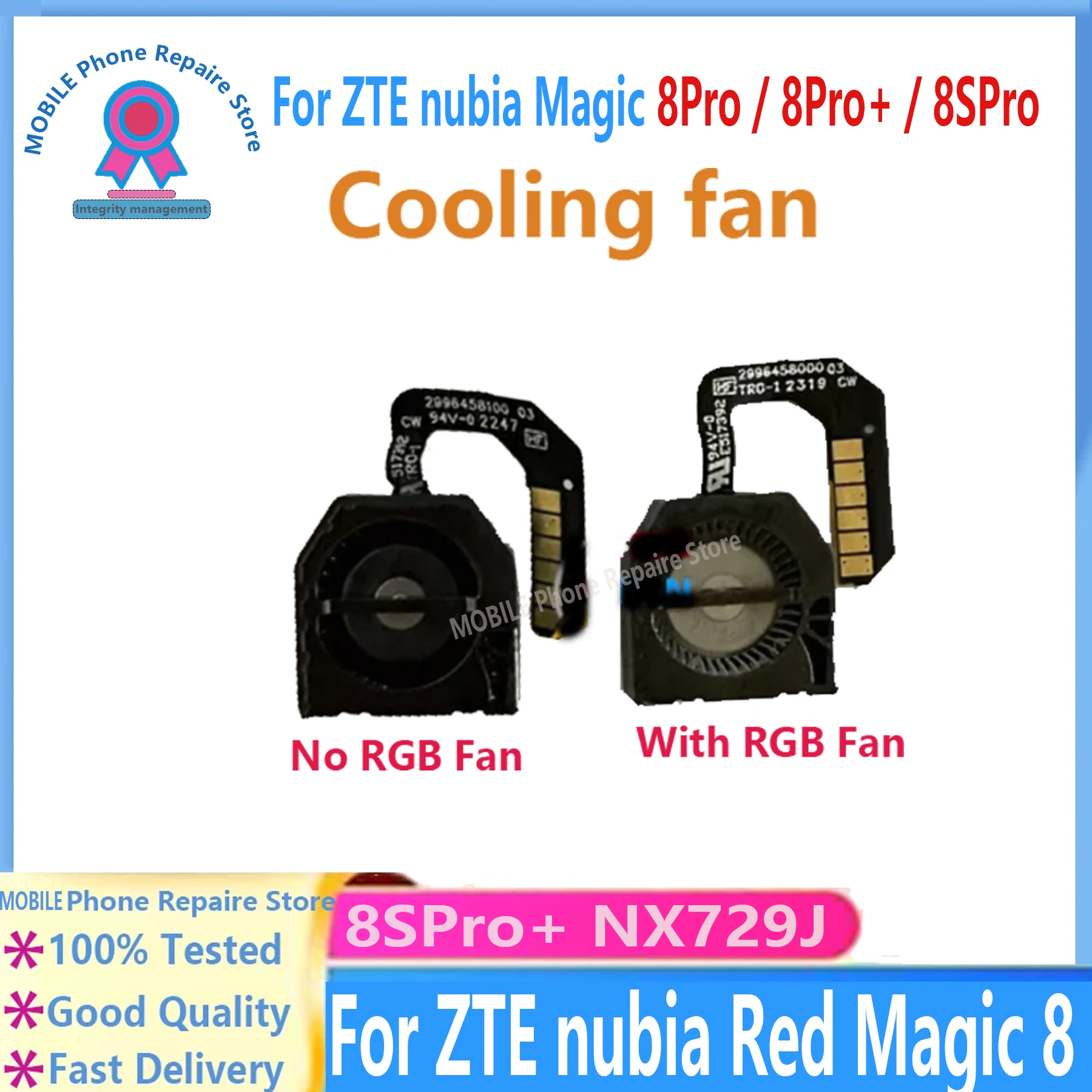 

Для ZTE Nubia Red Magic 8 Pro 8SPro + XN729J Система охлаждения Внутренний вентилятор Радиатор Гибкий кабель Оригинальная замена